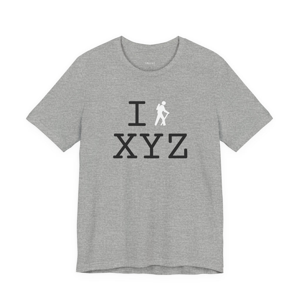 I Hike ___ unisex T, white hiker