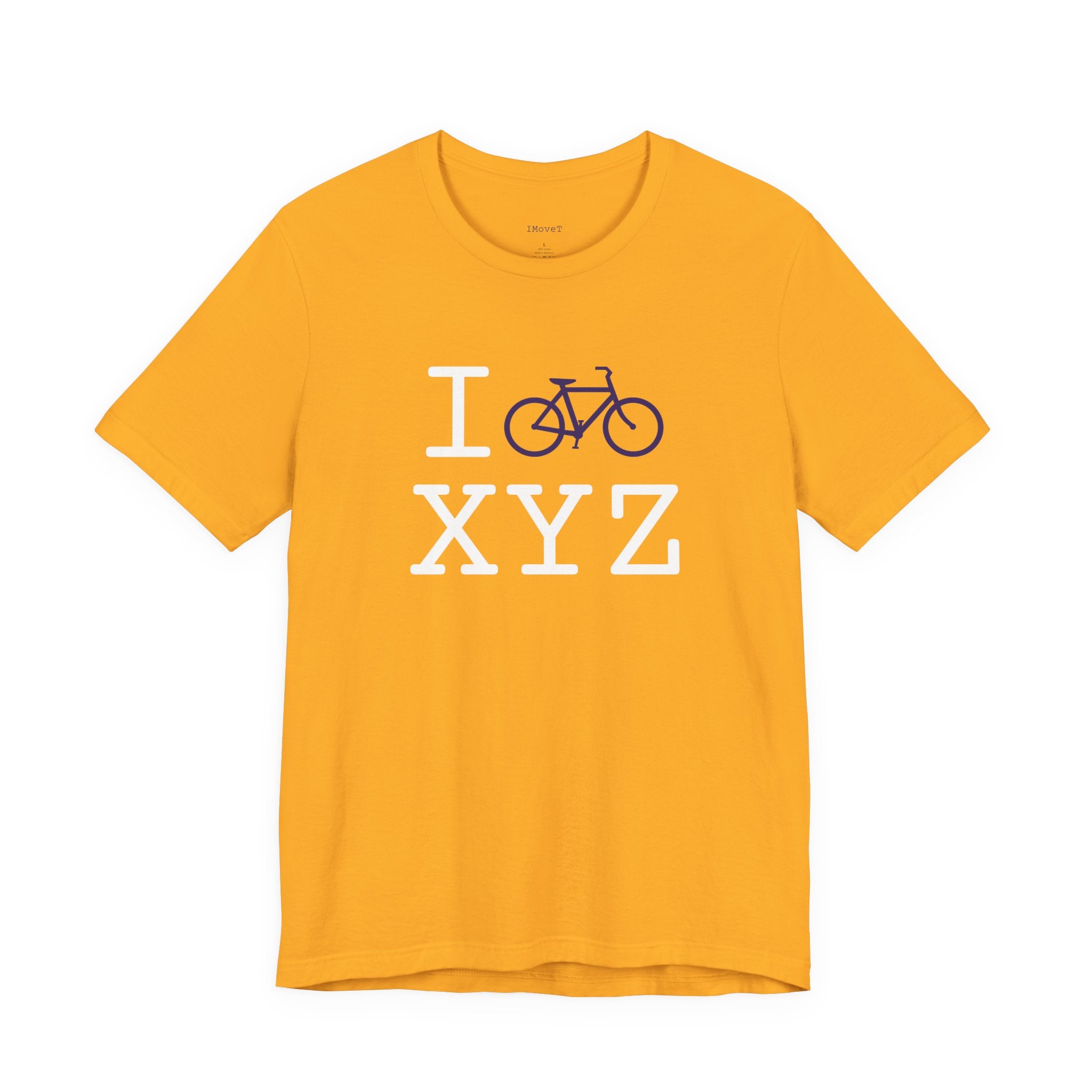 I Bike ___ unisex T, purple bike