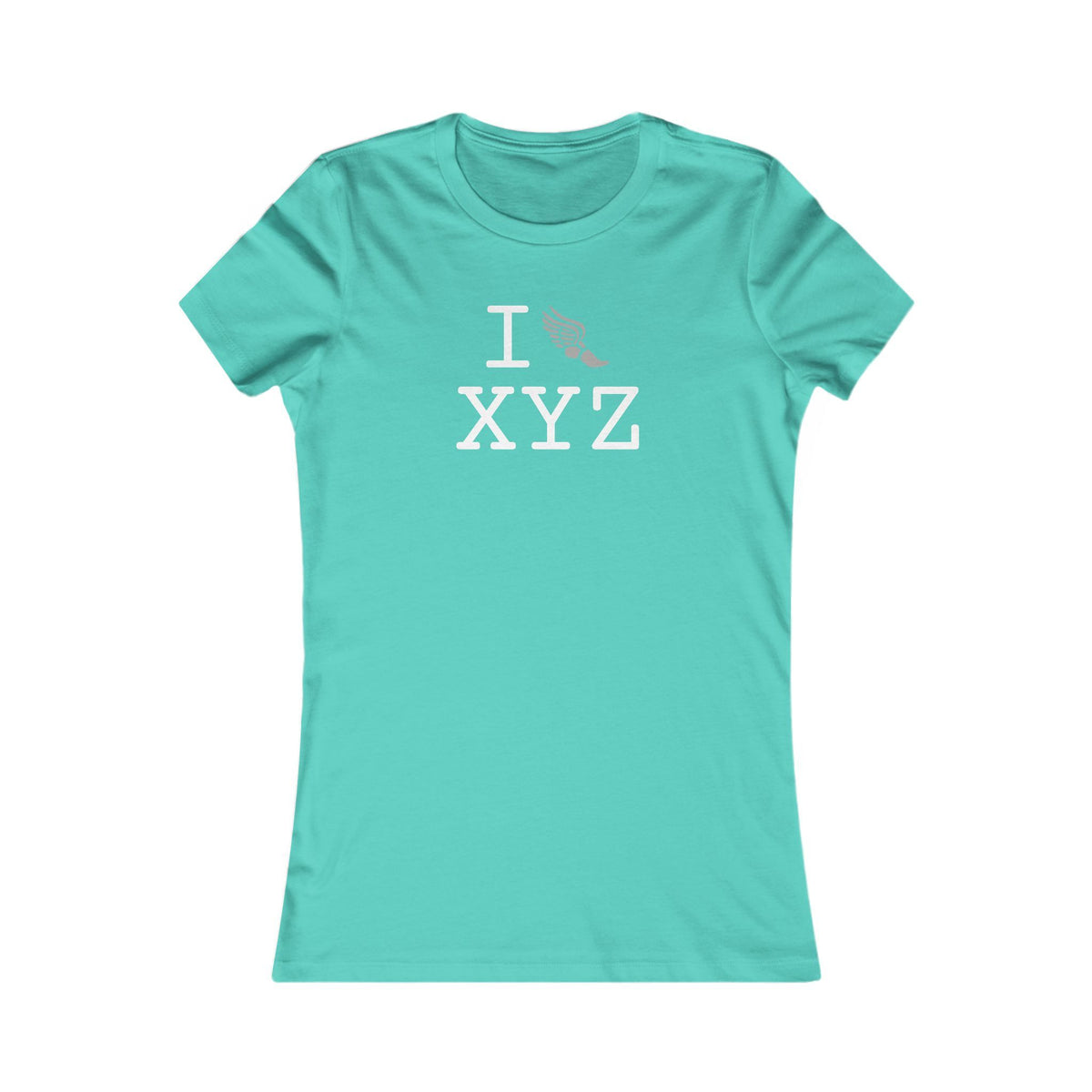 I Run women's T, grey logo