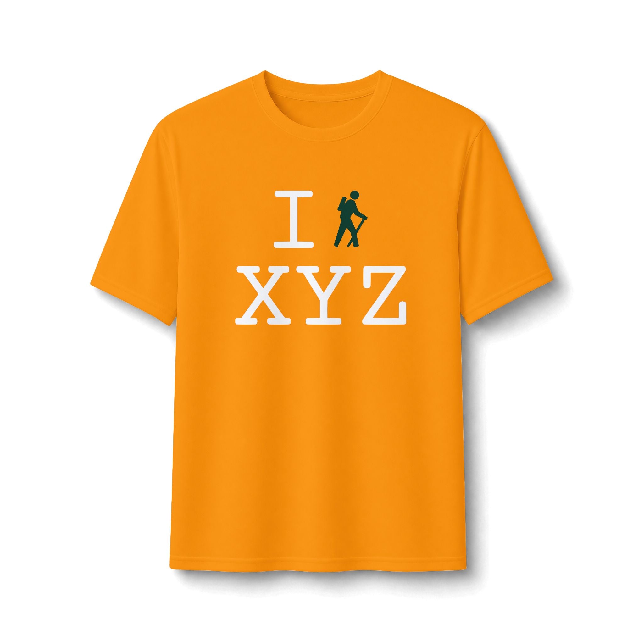 "I Hike ___" athletic T, dark green hiker