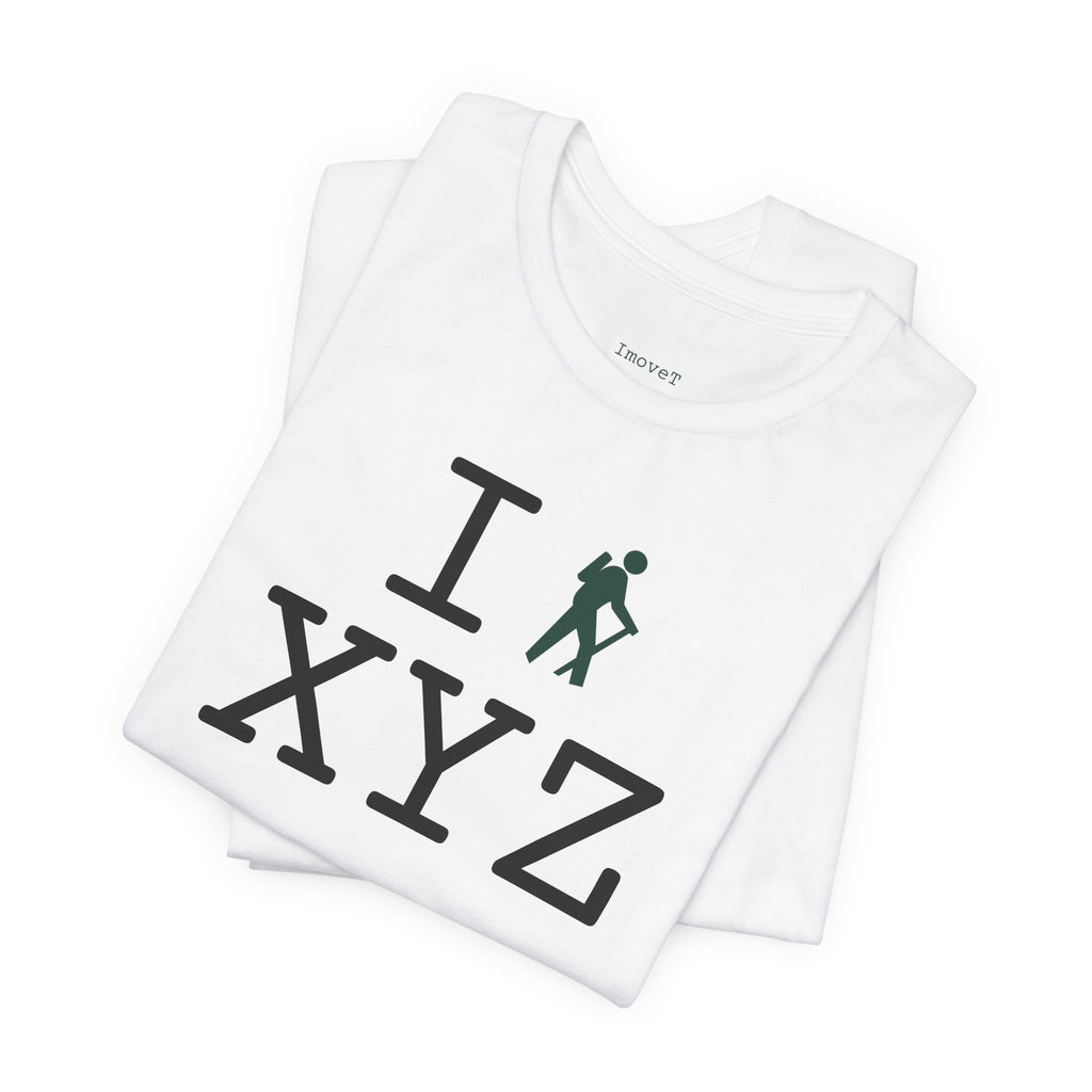 I Hike unisex T, dark green hiker