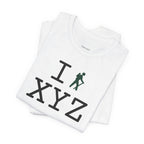 I Hike unisex T, dark green hiker
