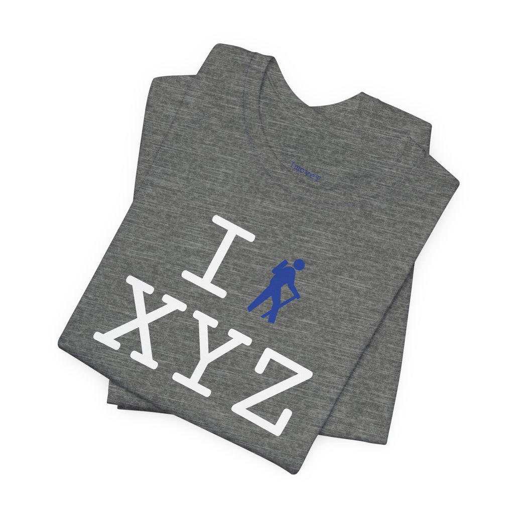 I Hike unisex T, blue hiker