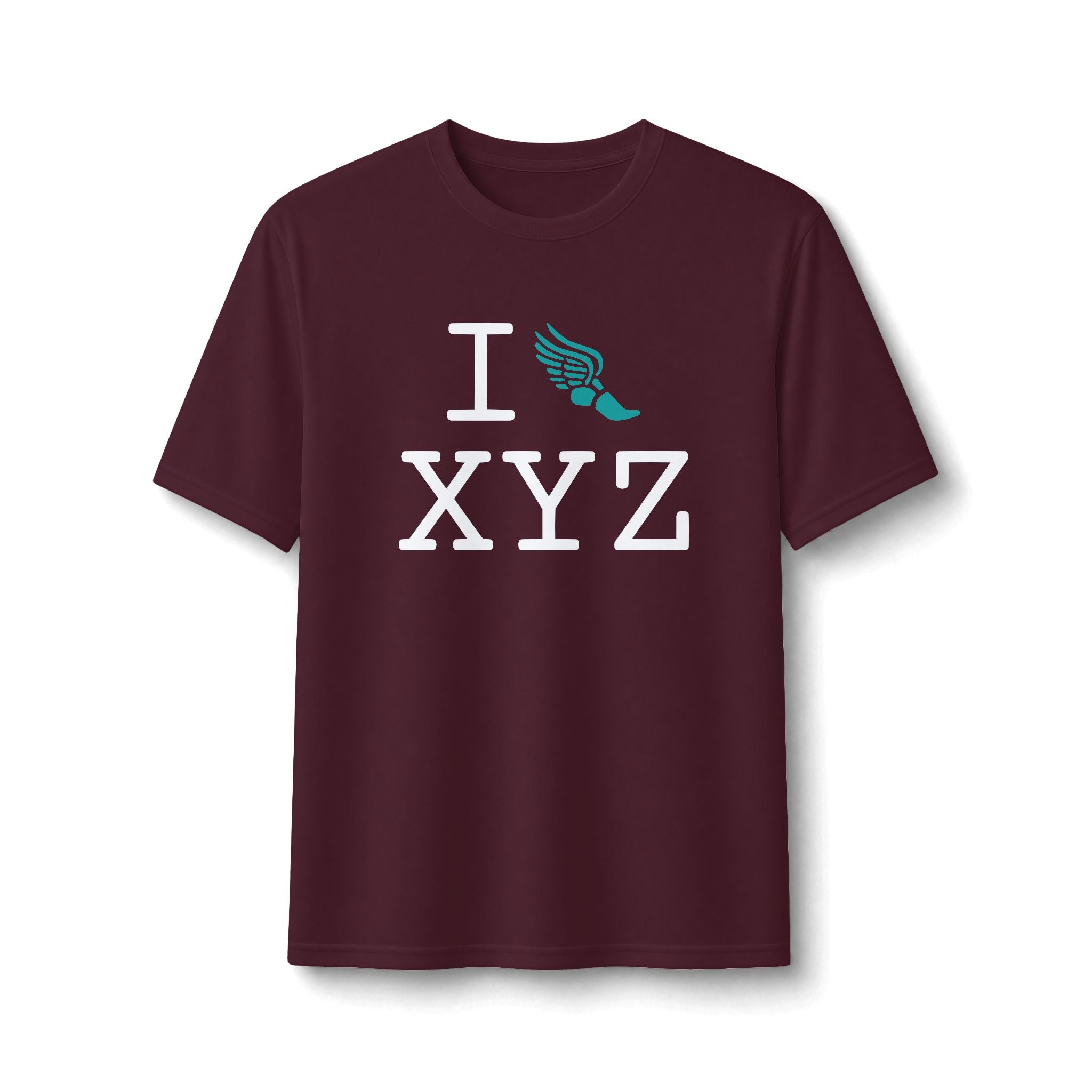 I Run ___ athletic T, teal logo