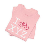 I Bike unisex T, hot pink bike
