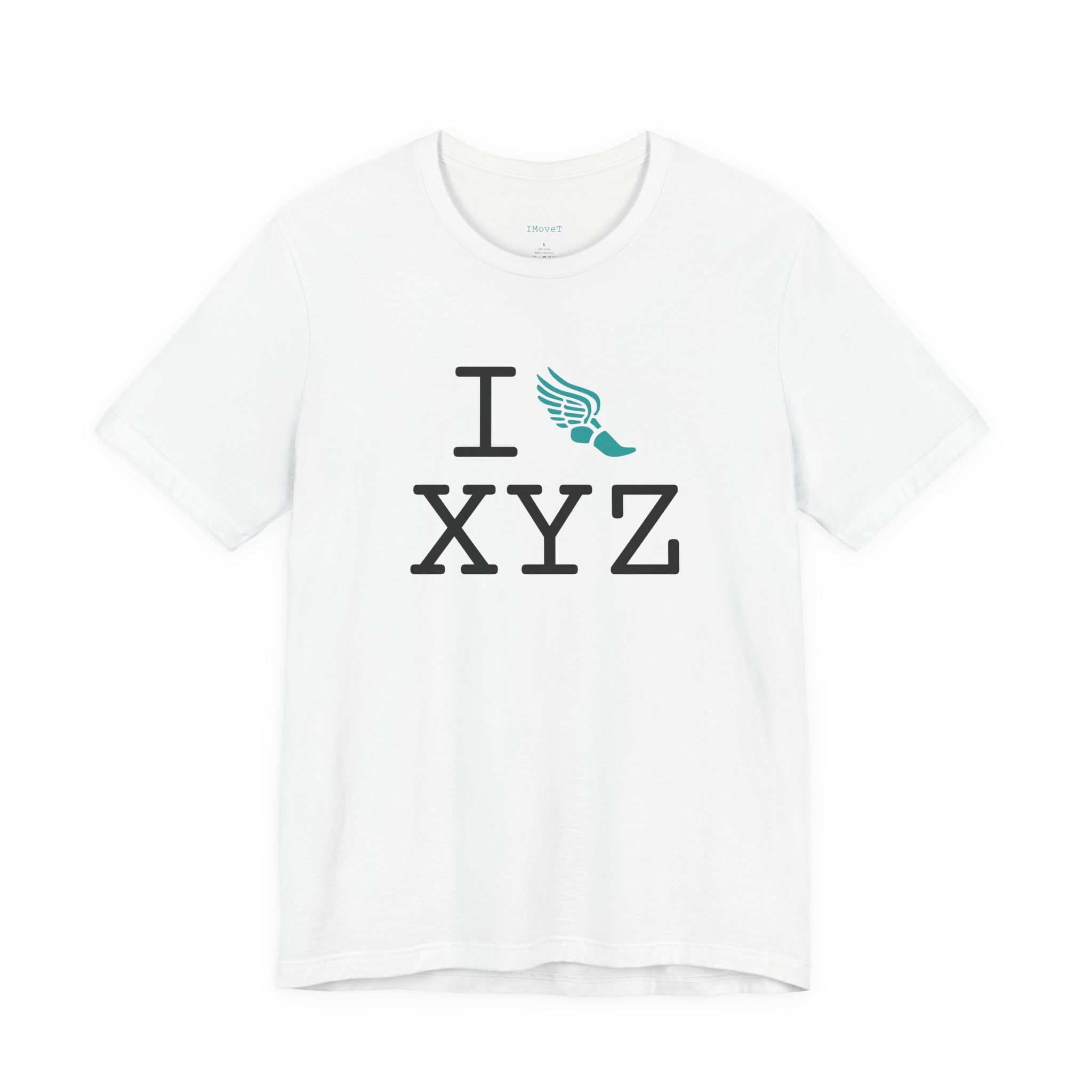 I Run ___ unisex T, teal logo