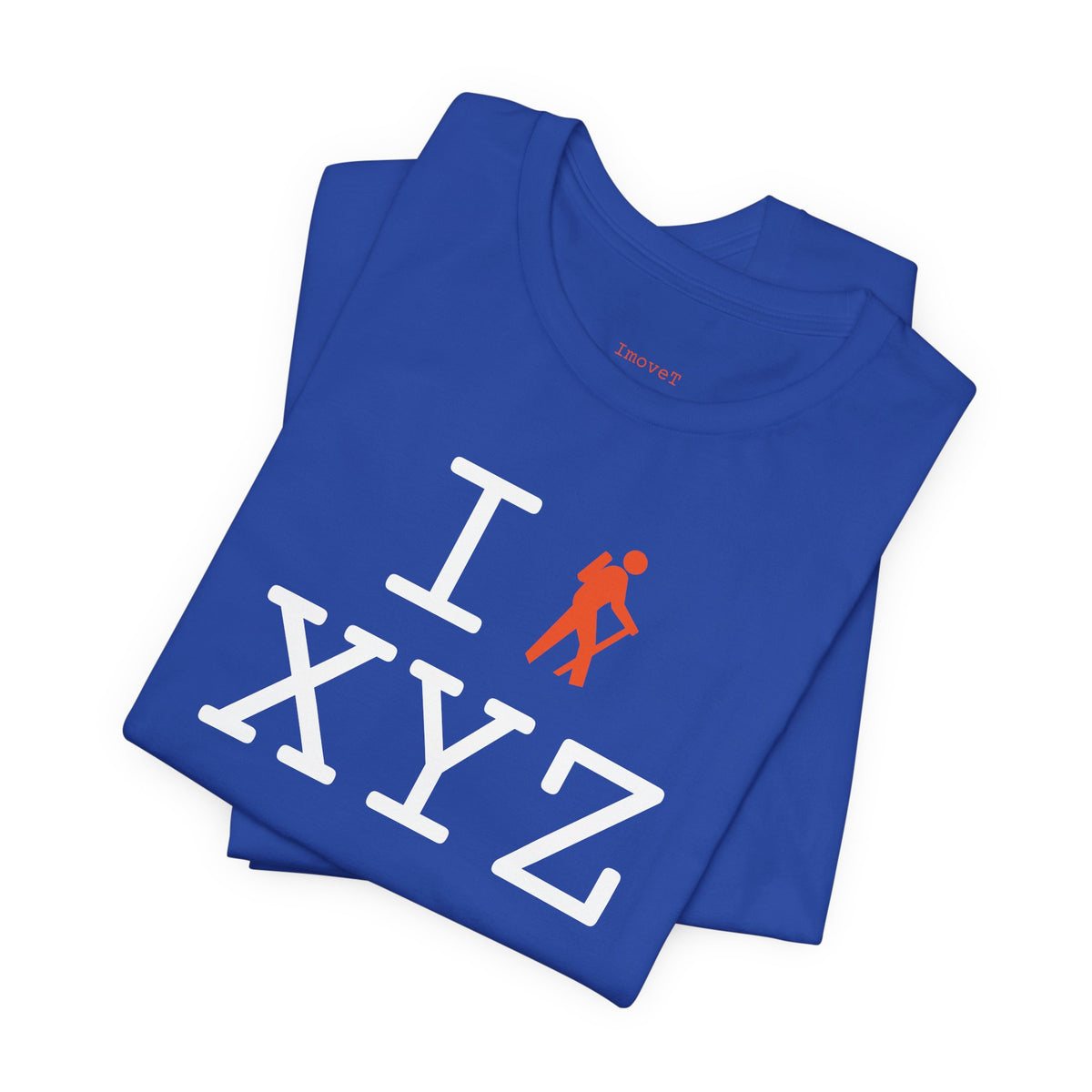 I Hike unisex T, orange hiker