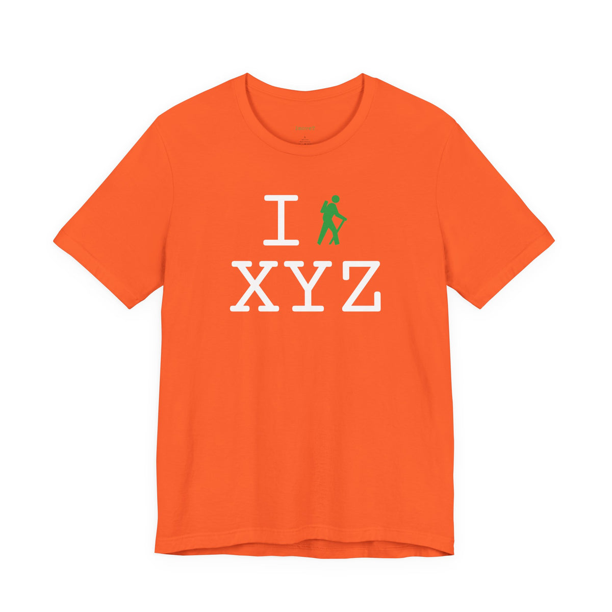 I Hike unisex T, green hiker