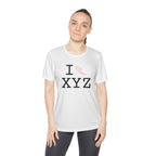 I Run women's athletic T, pink logo