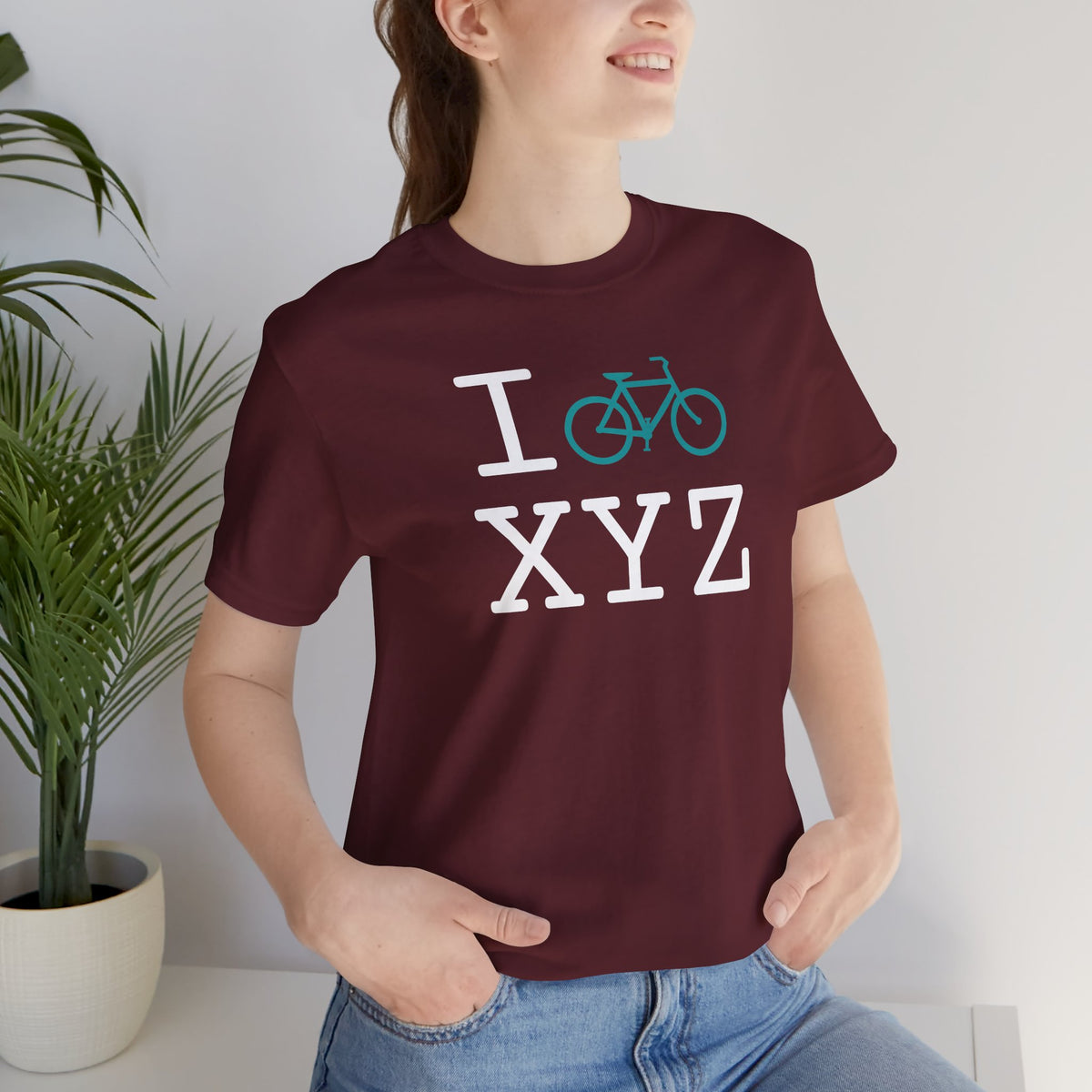 I Bike unisex T, teal bike