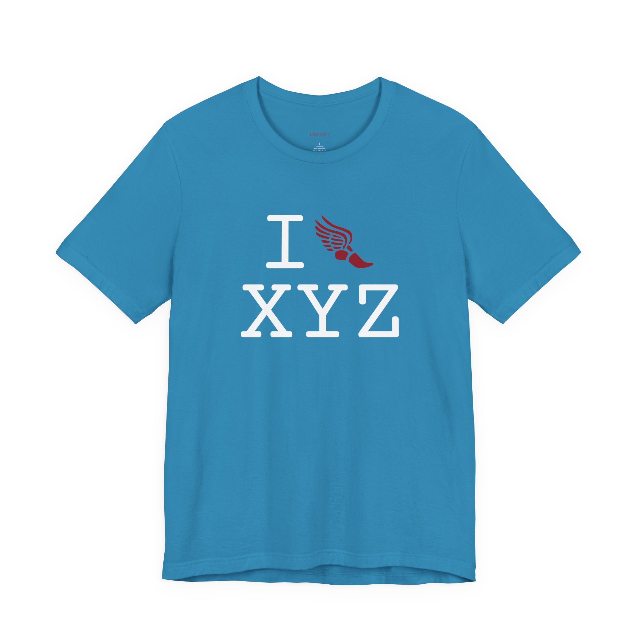 I Run ___ unisex T, crimson logo