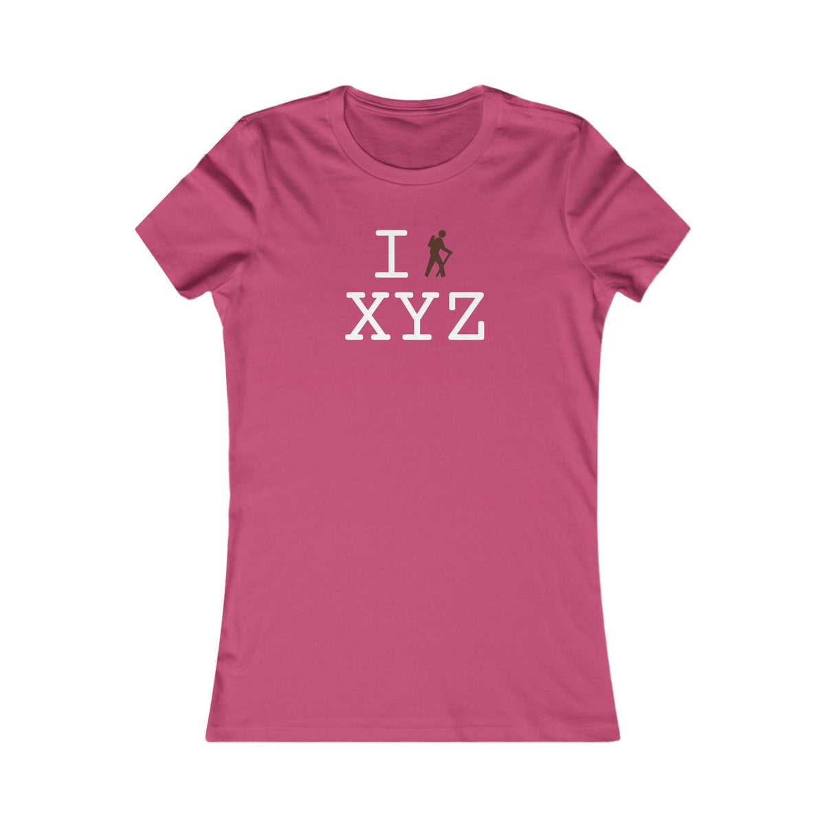 I Hike women's T, brown hiker