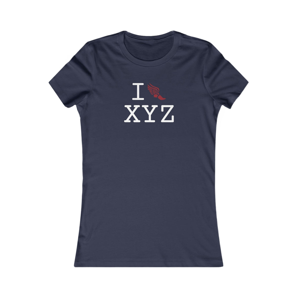 I Run women's T, crimson logo