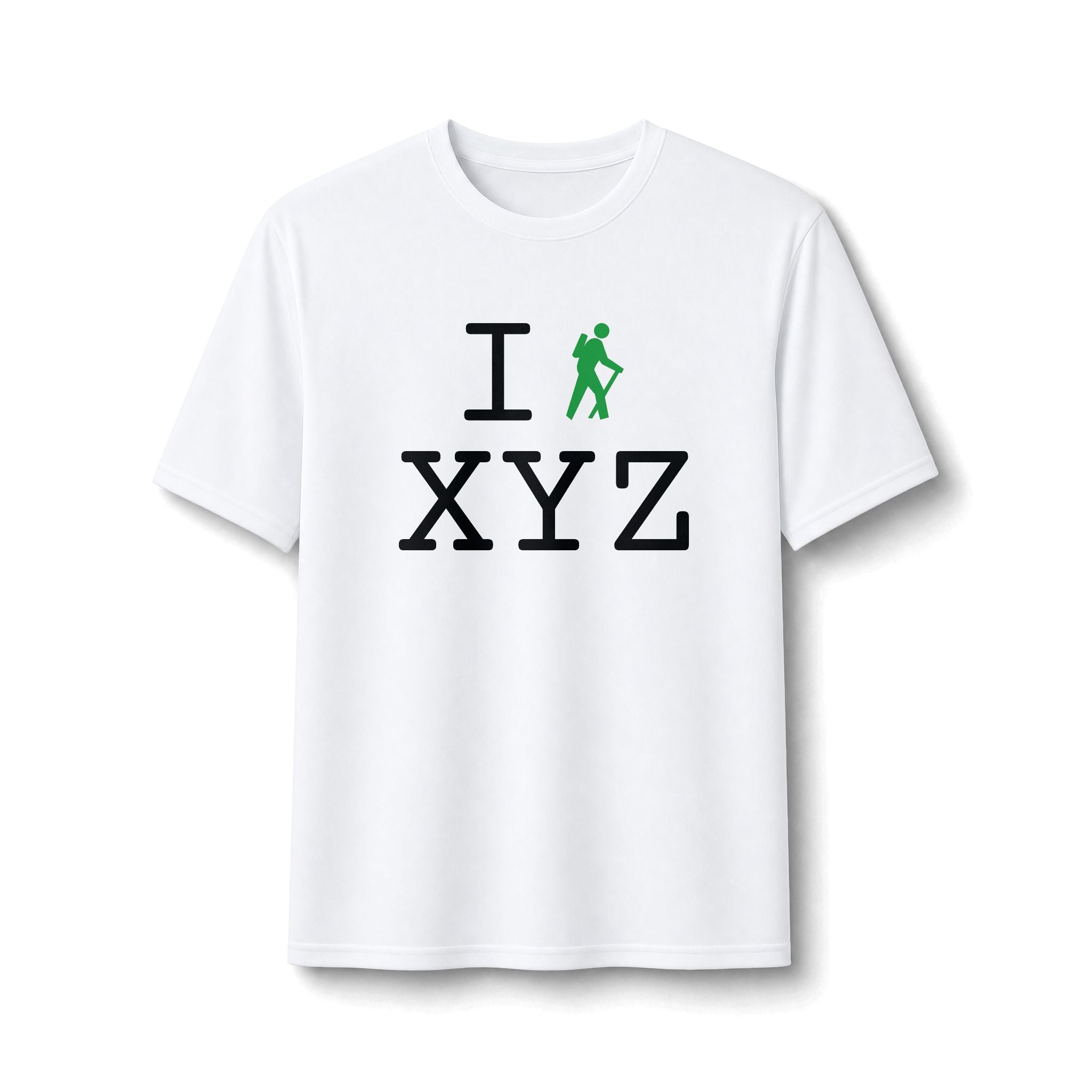 "I Hike ___" athletic T, green hiker