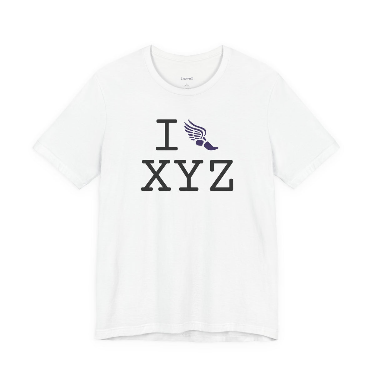 I Run unisex T, purple logo