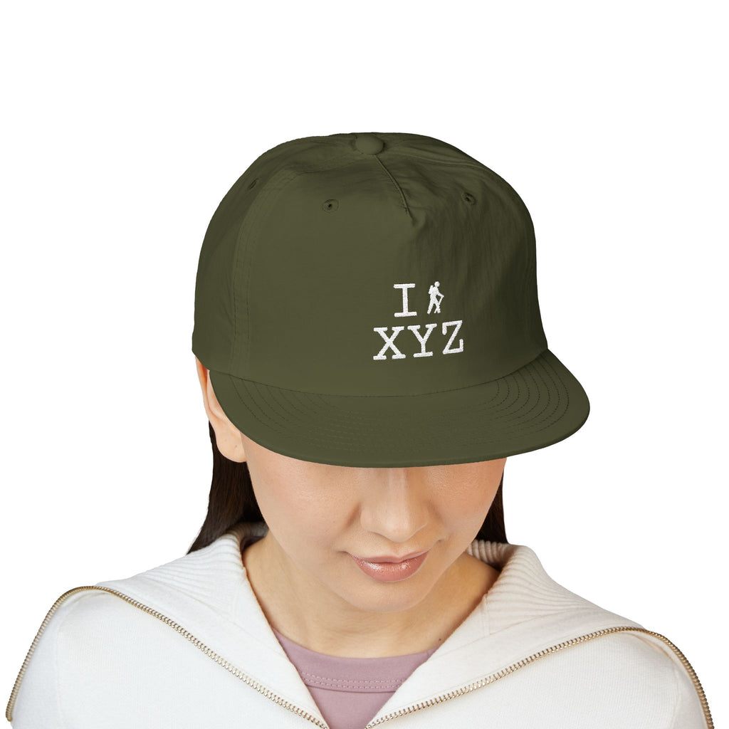 I Hike athletic hat, white hiker