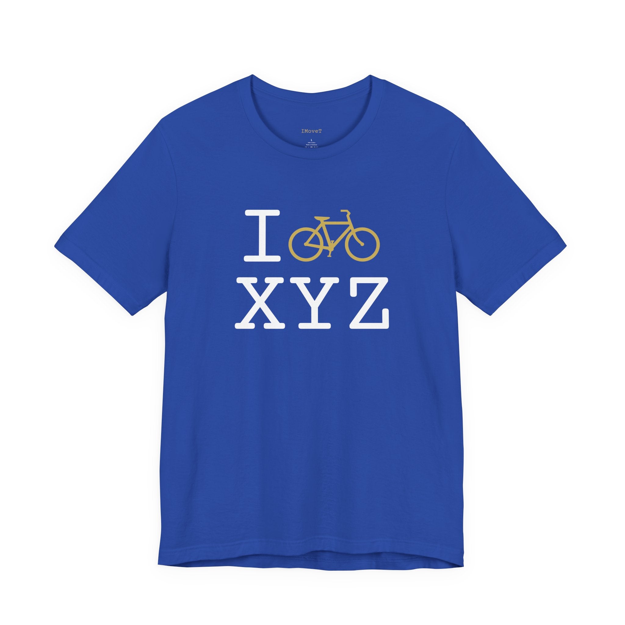 I Bike ___ unisex T, gold bike