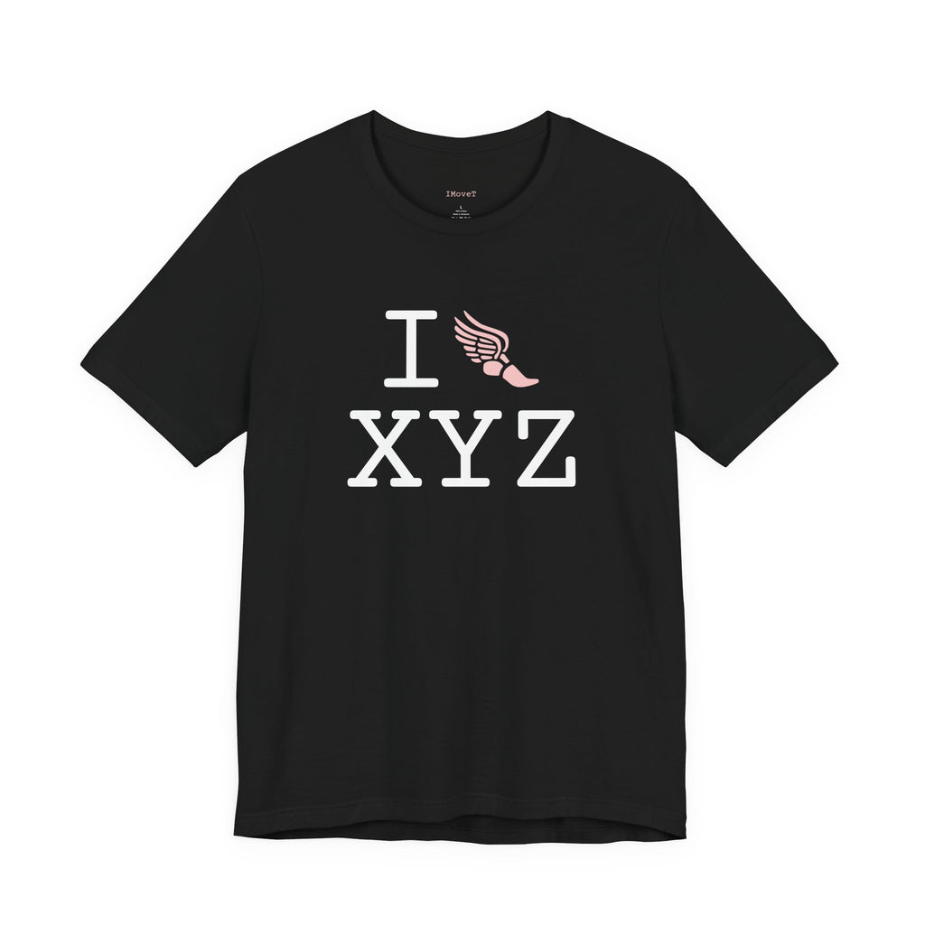 I Run ___ unisex T, pink logo