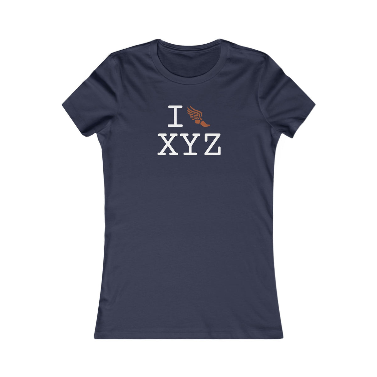 I Run women's T, dark orange logo