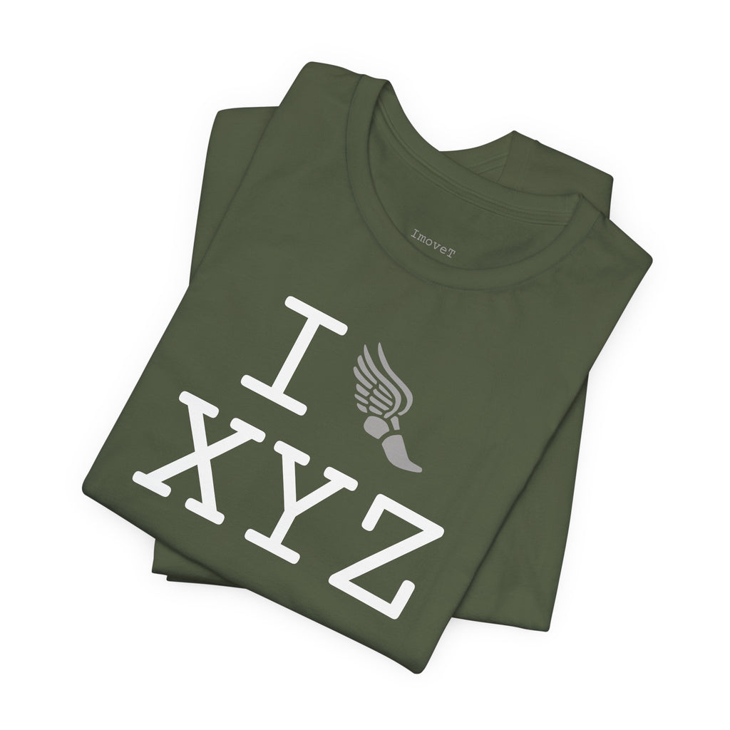 I Run unisex T, grey logo