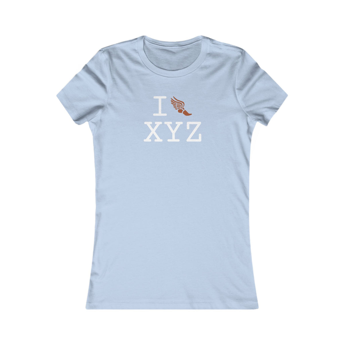 I Run women's T, dark orange logo