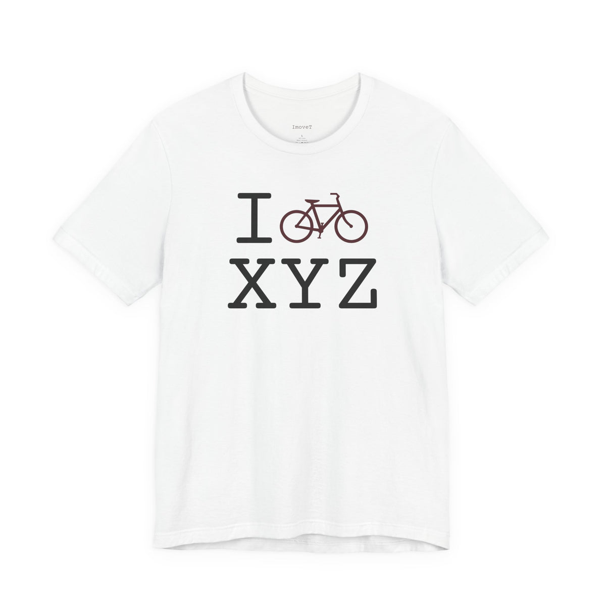 I Bike unisex T, maroon bike