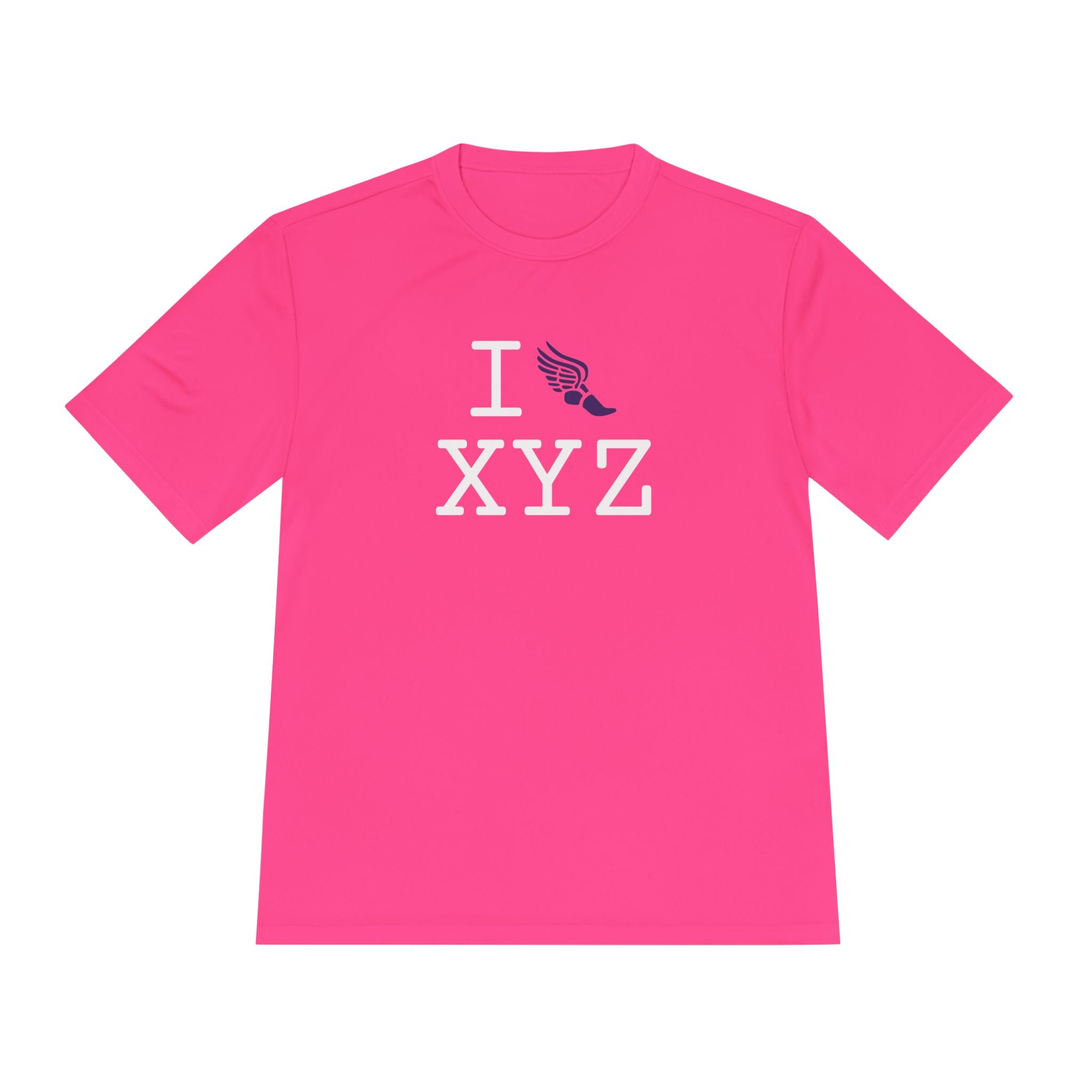 I Run athletic T, purple logo