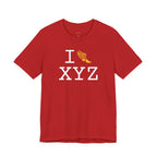 I Run unisex T, yellow logo