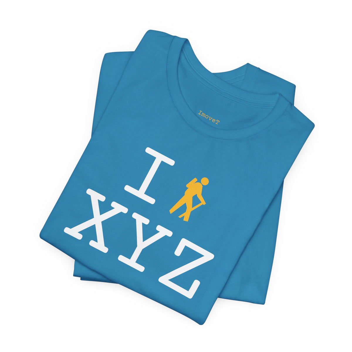 I Hike unisex T, yellow hiker