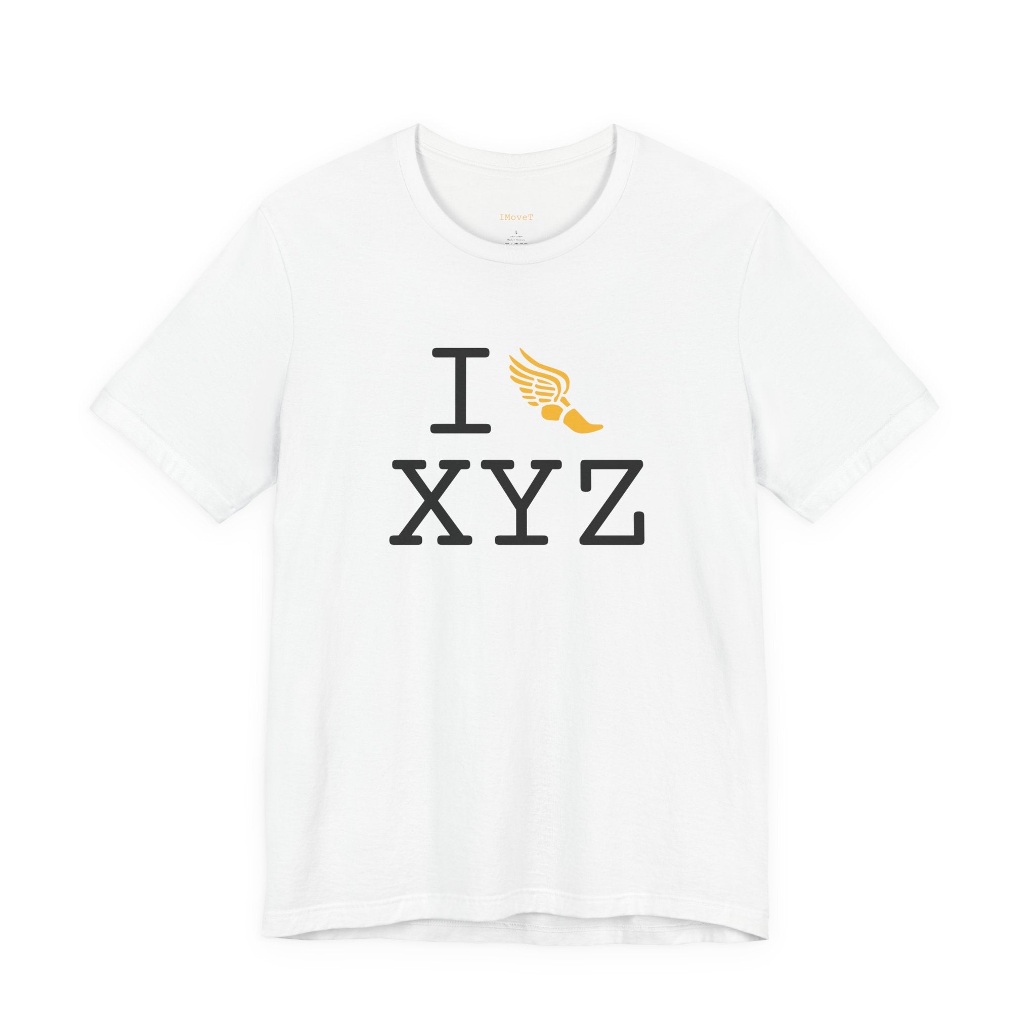 I Run ___ unisex T, yellow logo