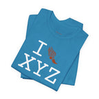 I Run unisex T, dark orange logo