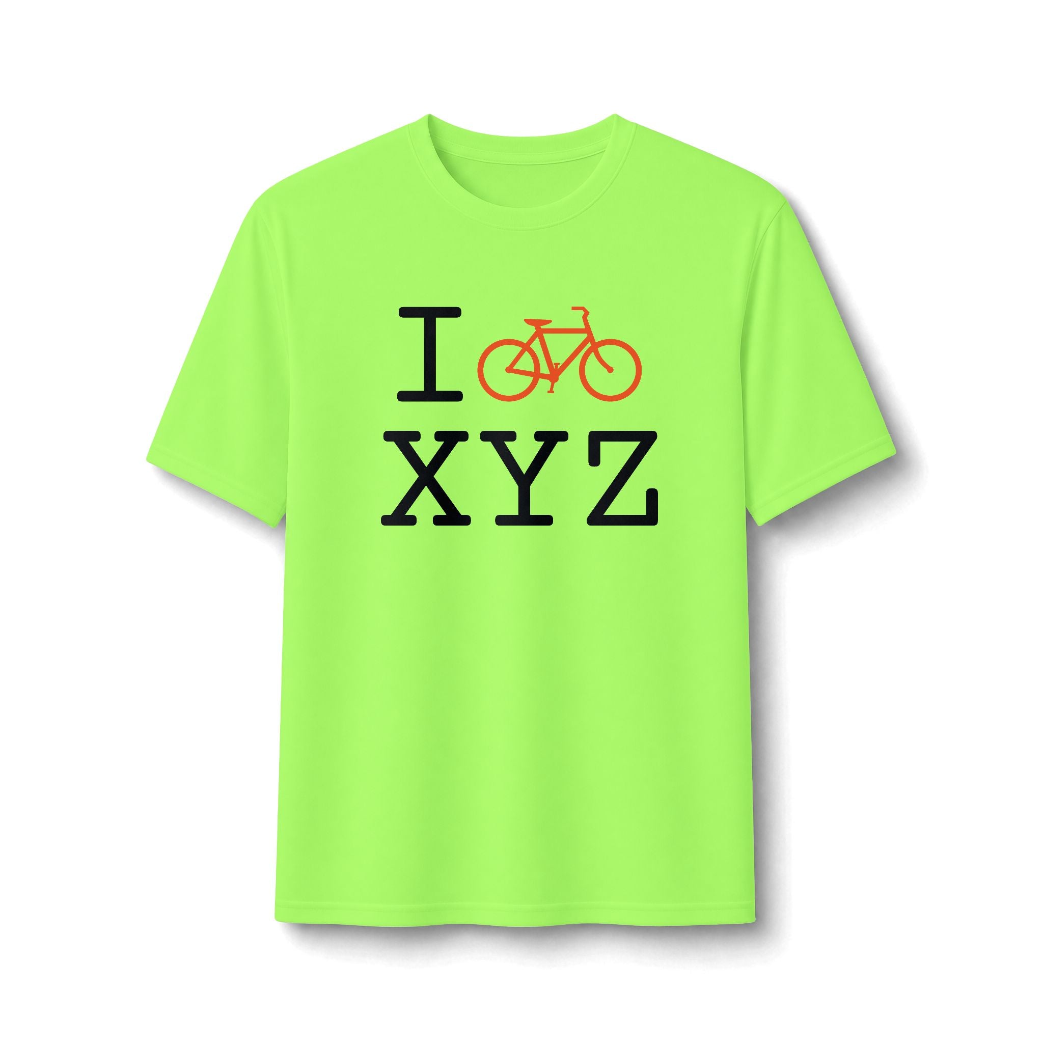 "I Bike ___" athletic T, orange bike