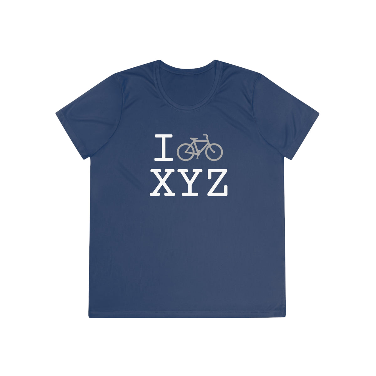 I Bike women's athletic T, grey bike