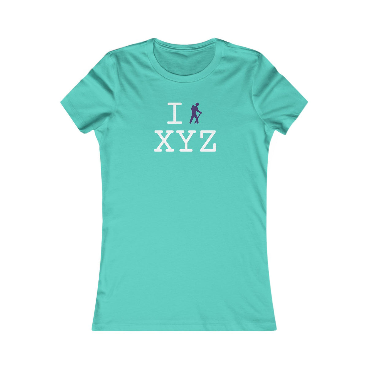 I Hike women's T, purple hiker