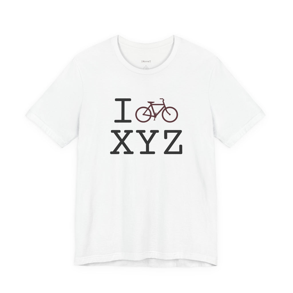 I Bike ___ unisex T, maroon bike