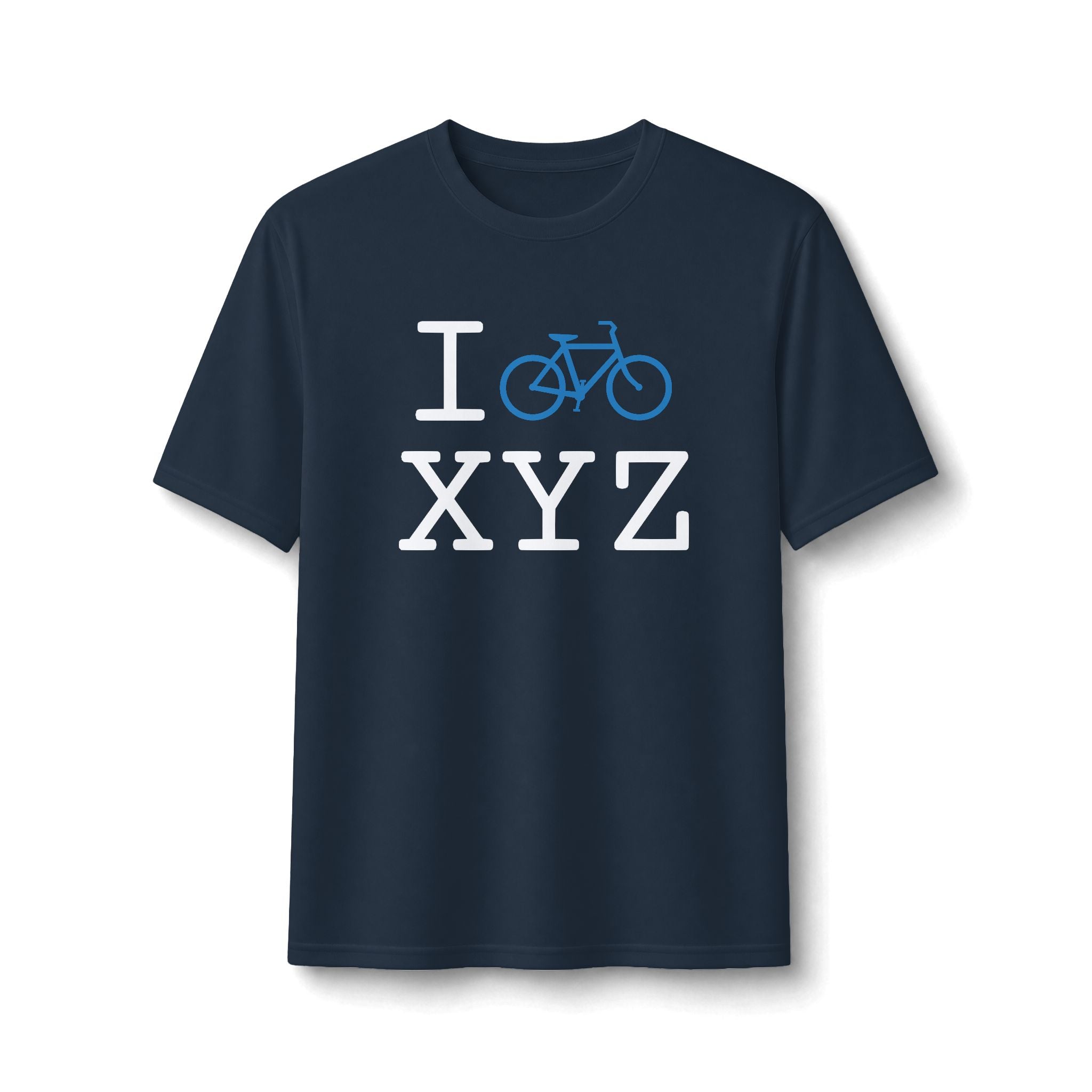 "I Bike ___" athletic T, light blue bike