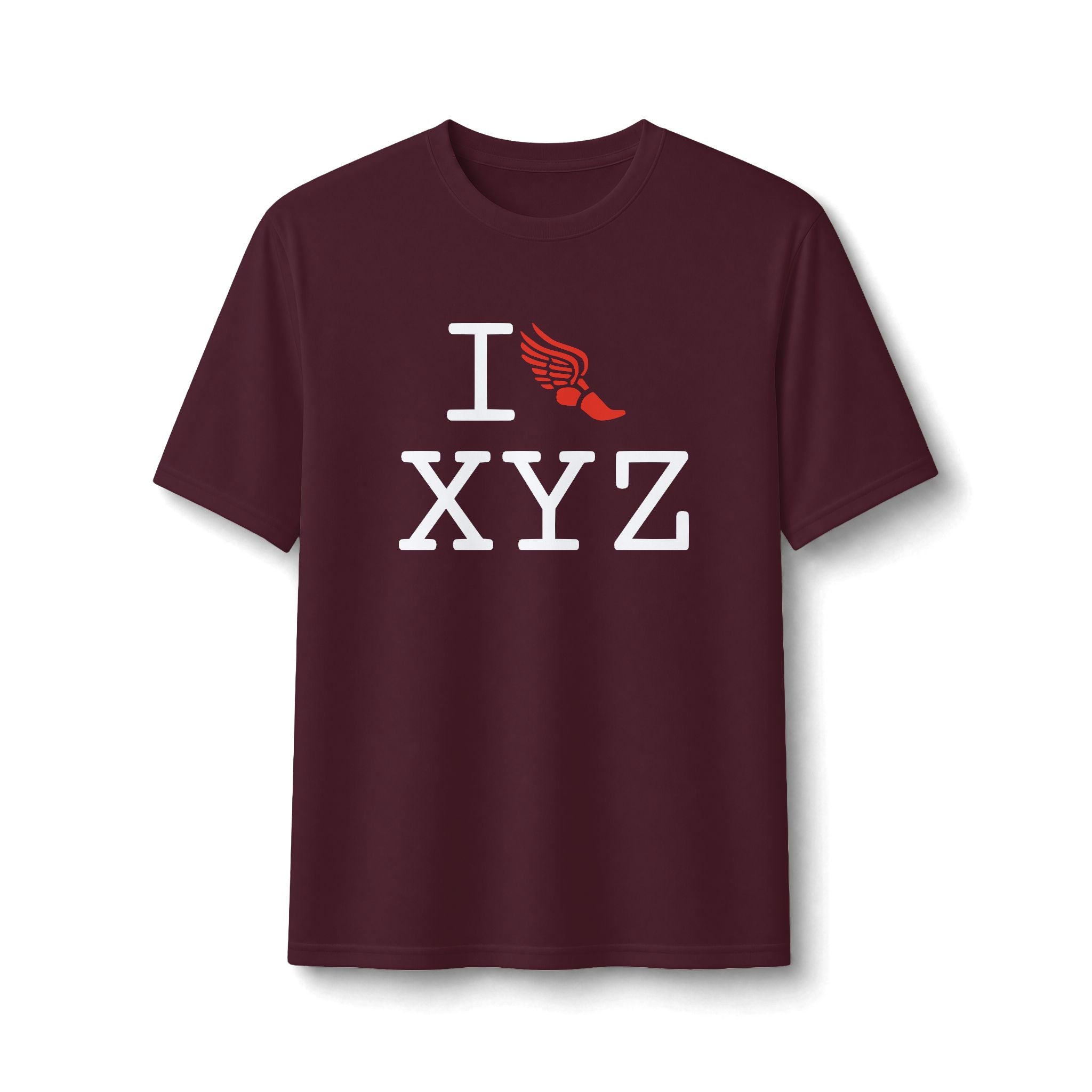 I Run ___ athletic T, red logo