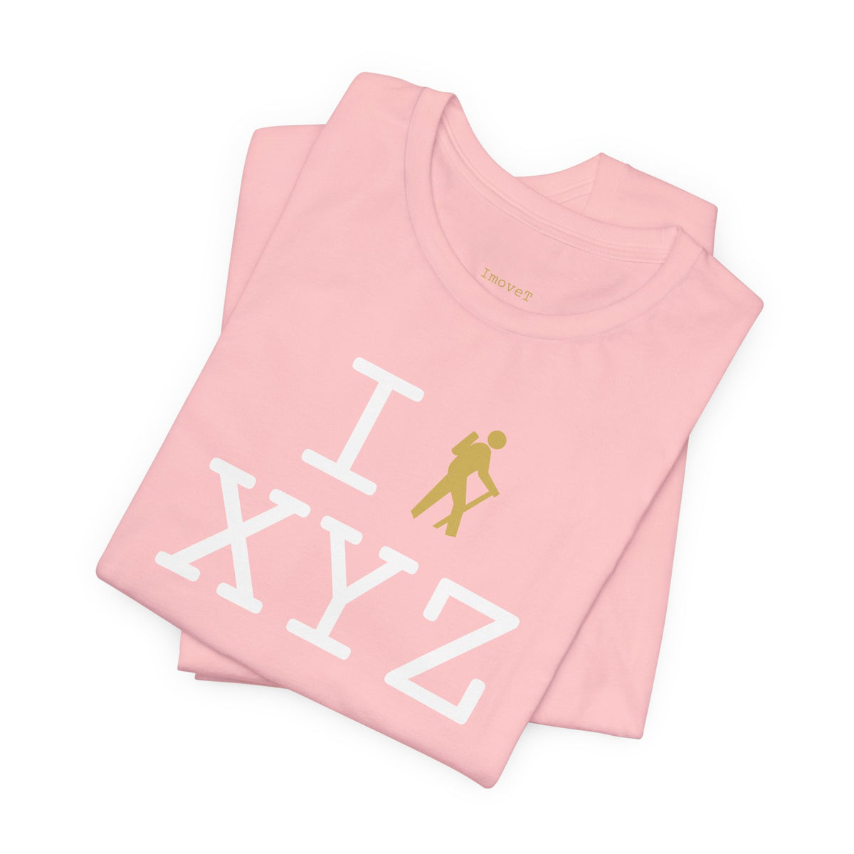 I Hike unisex T, gold hiker