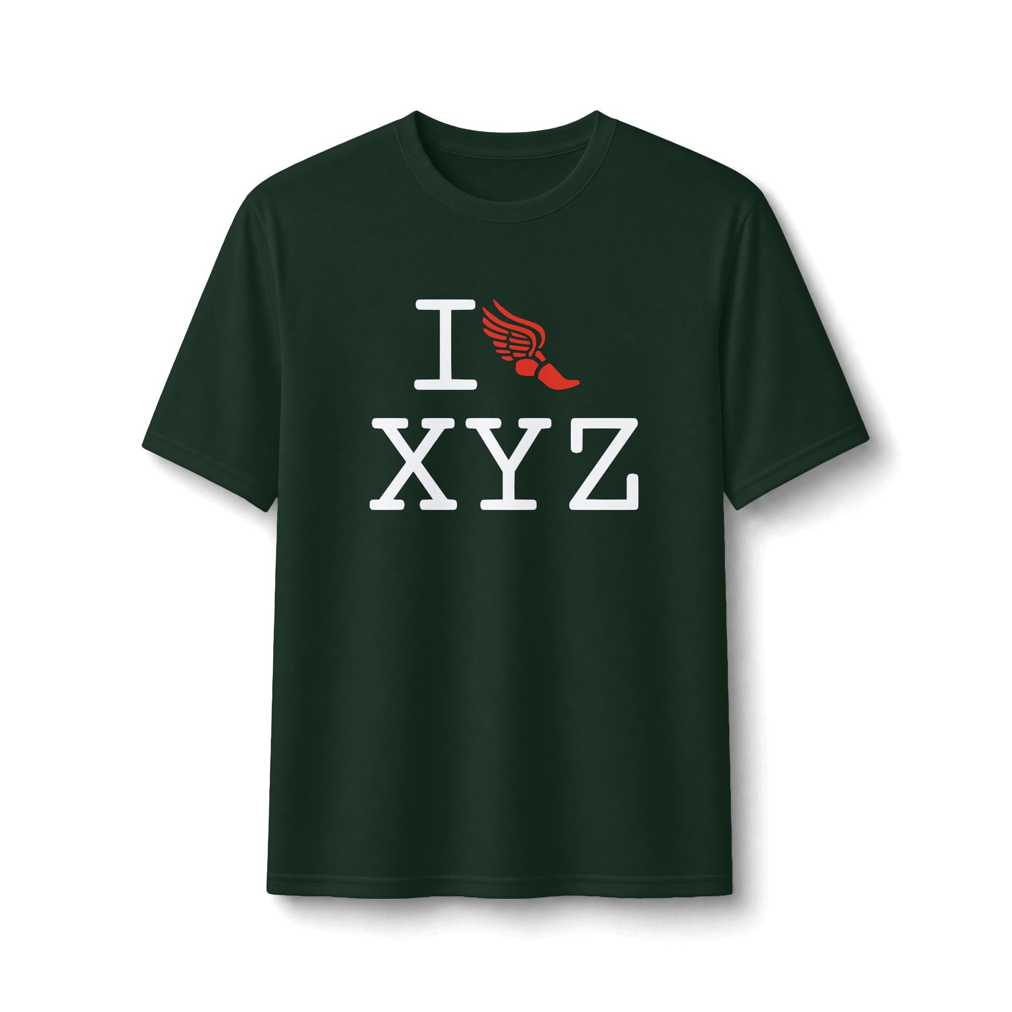 I Run ___ athletic T, red logo