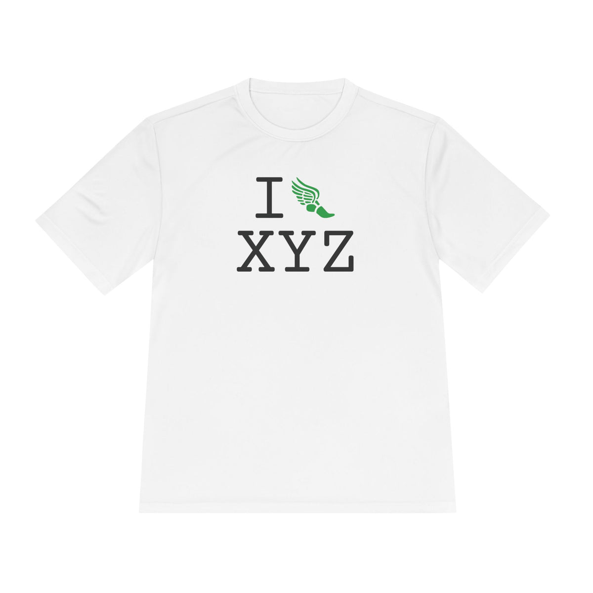 I Run athletic T, green logo