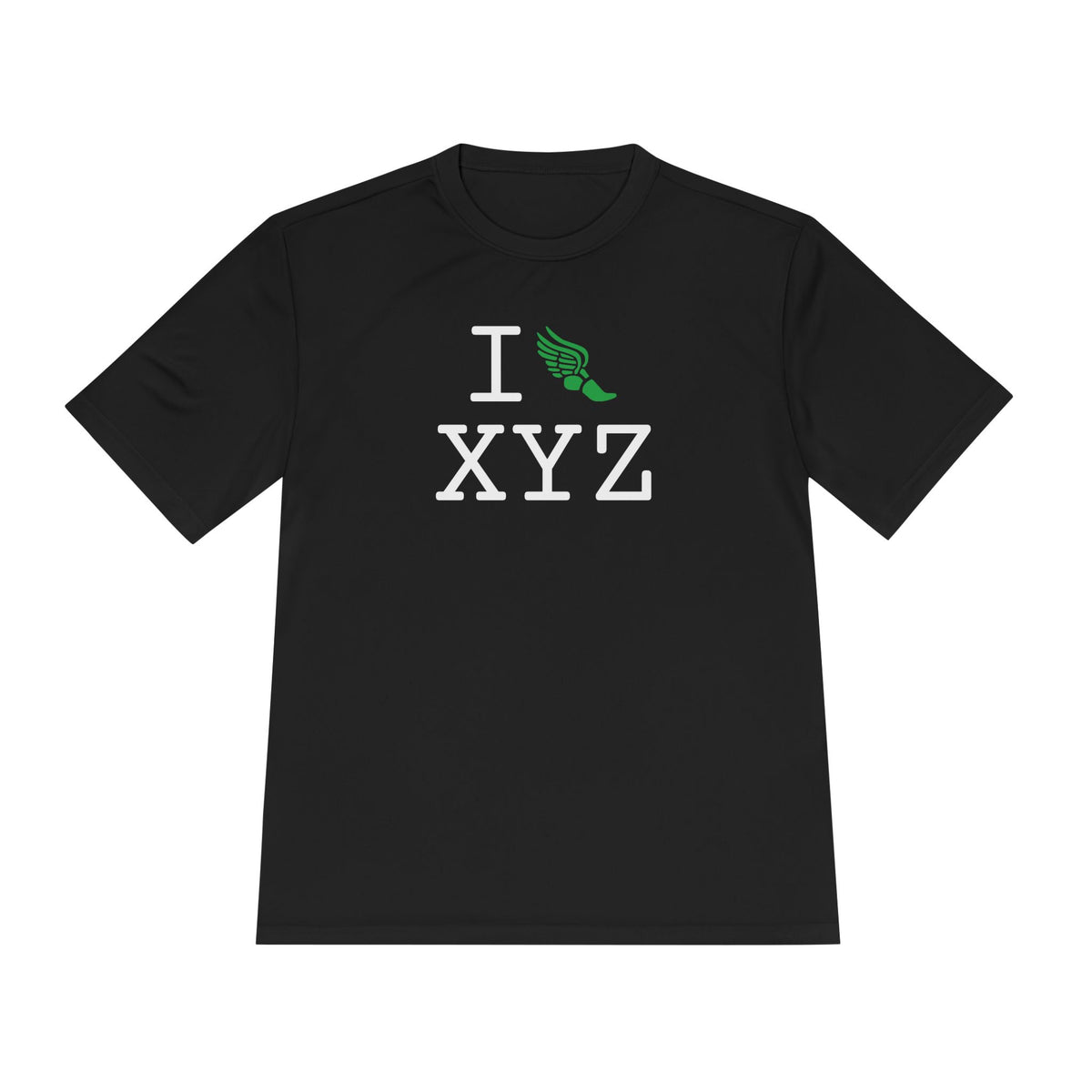 I Run athletic T, green logo