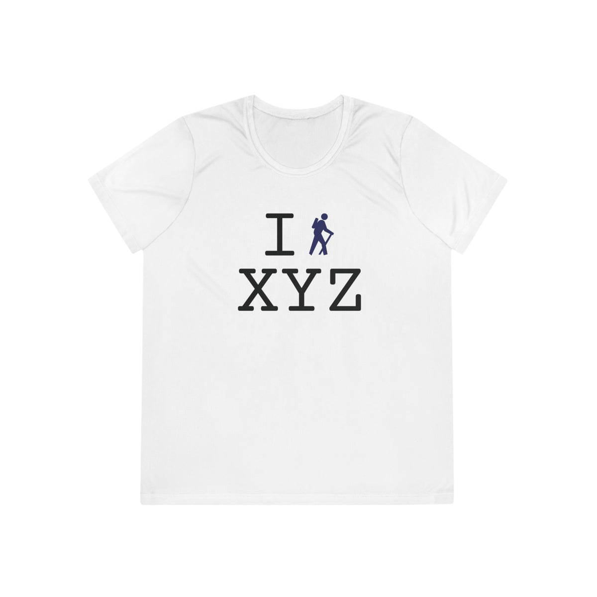 I Hike women's athletic T, navy hiker