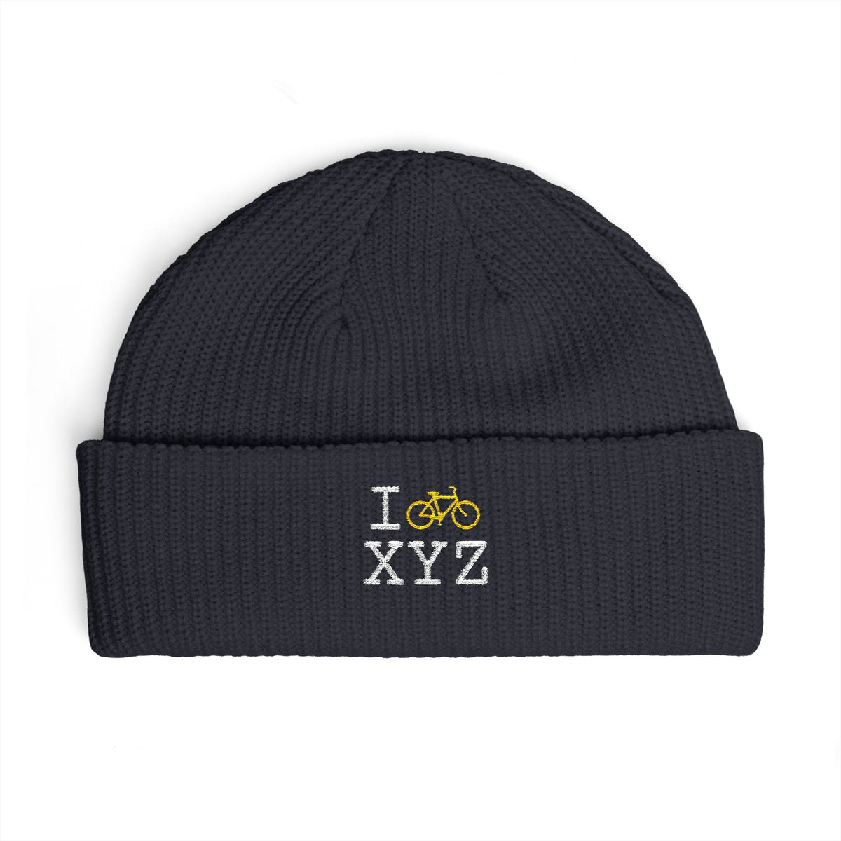 I Bike beanie, yellow bike