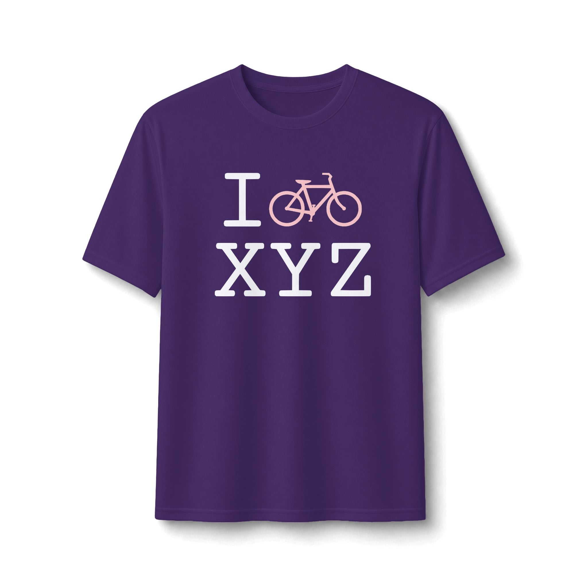 "I Bike ___" athletic T, pink bike