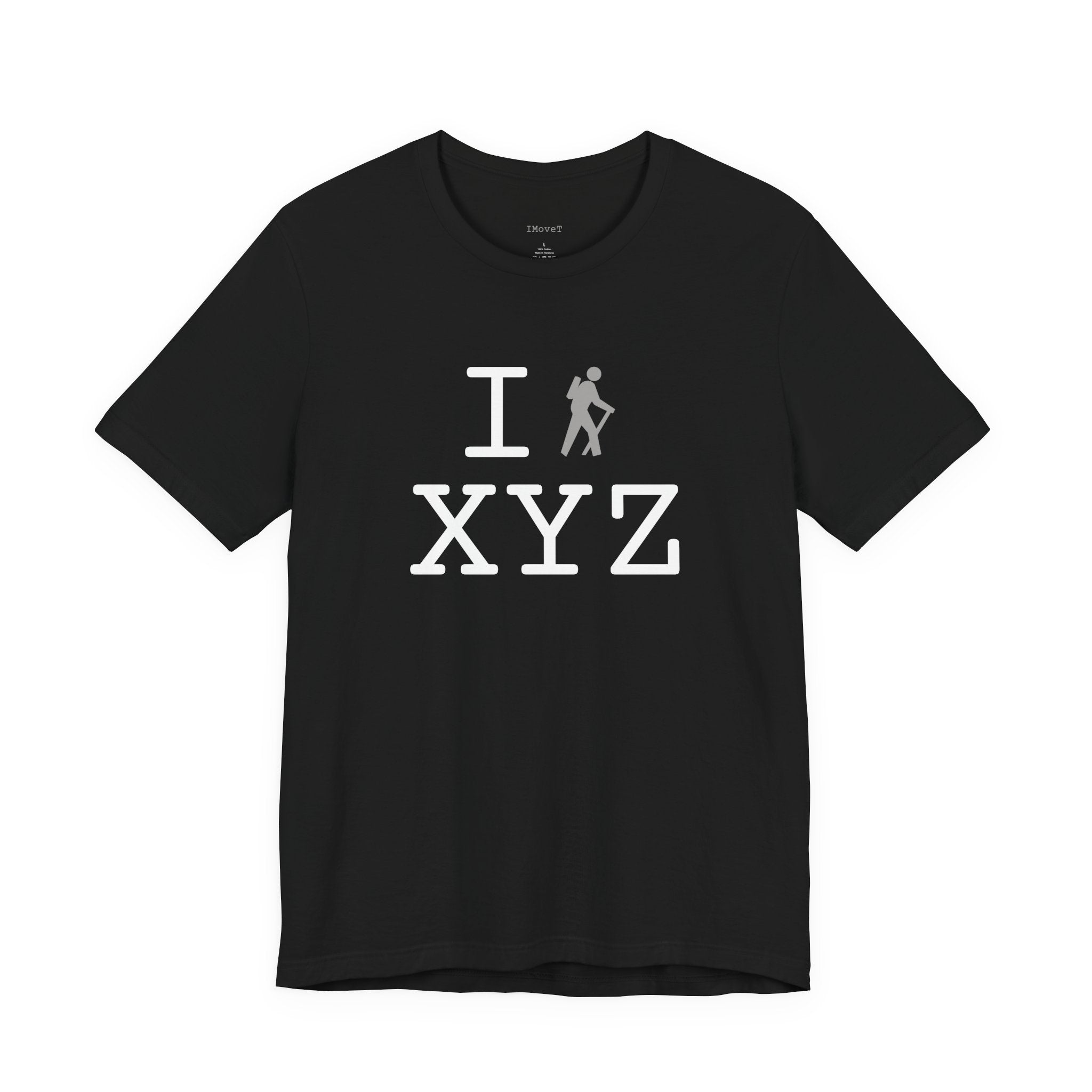 I Hike ___ unisex T, grey hiker