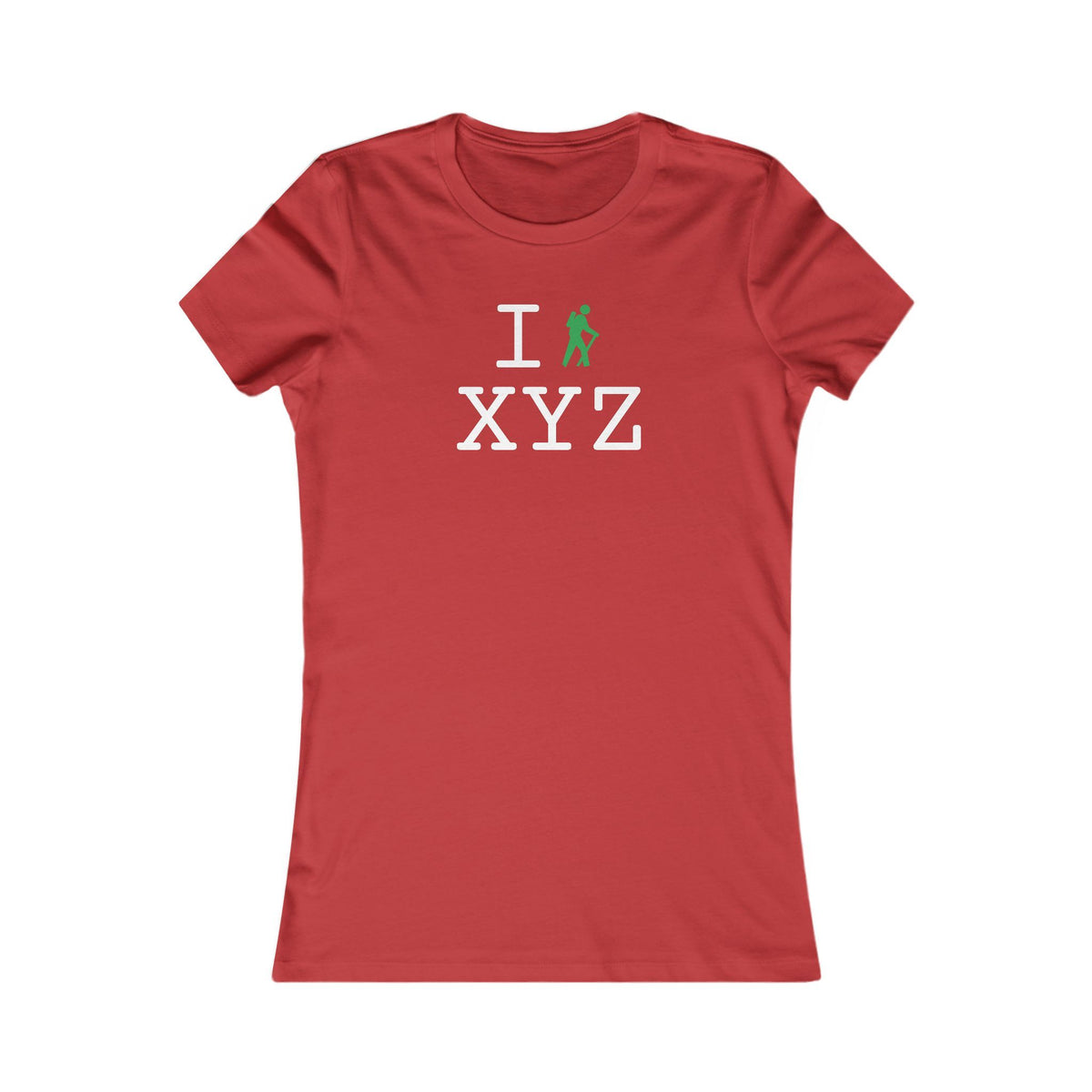 I Hike women's T, green hiker