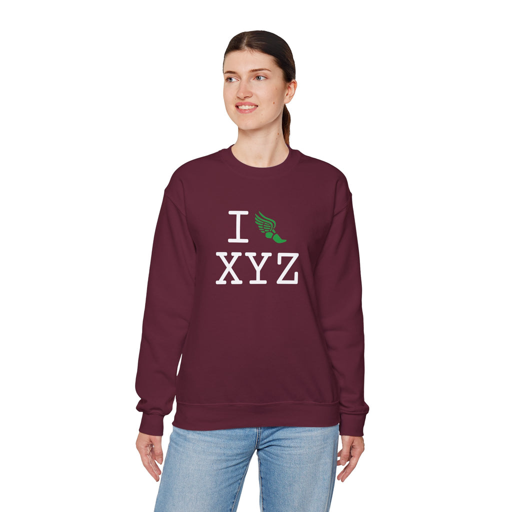 I Run sweatshirt, green logo