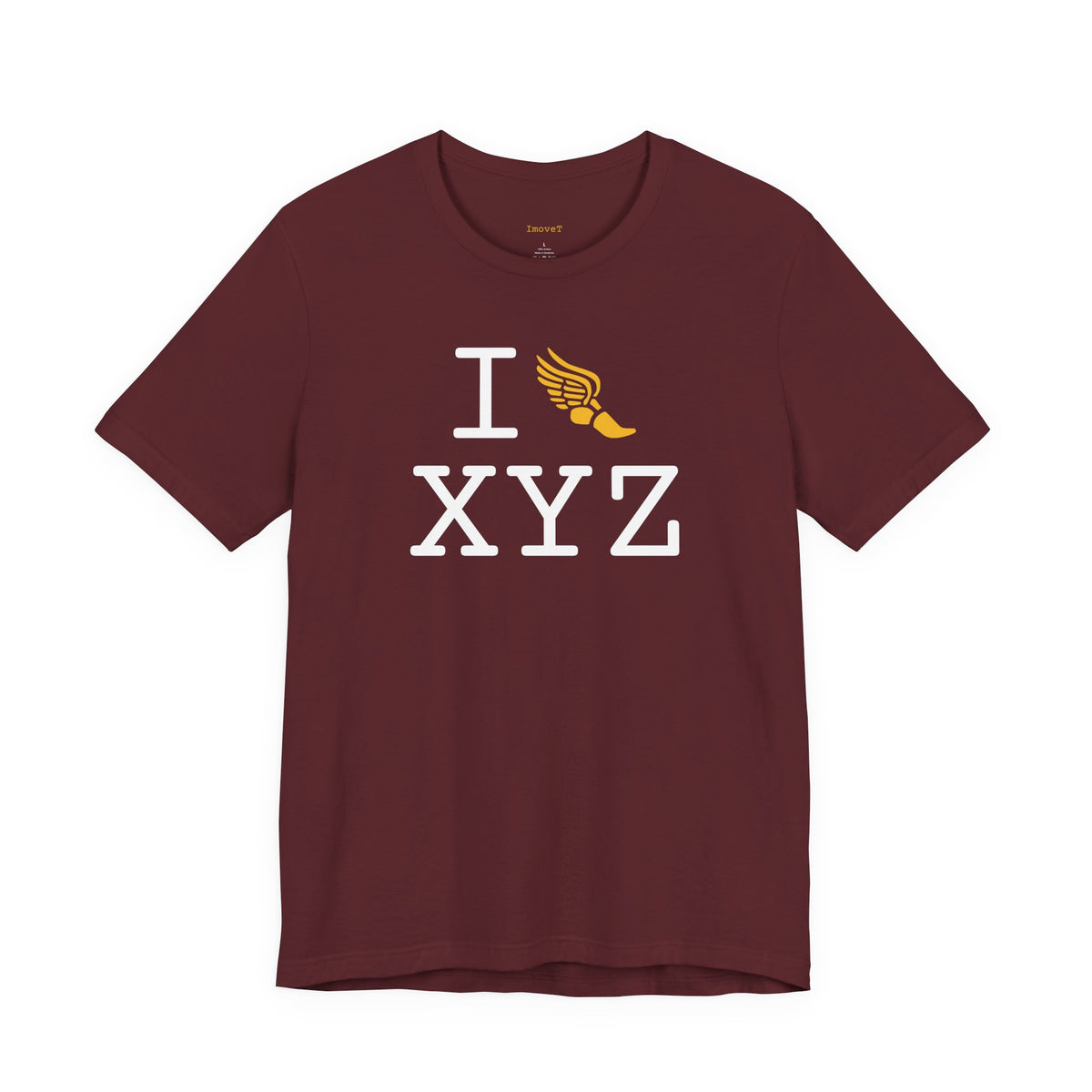 I Run unisex T, yellow logo