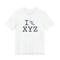 I Run ___ unisex T, light blue logo