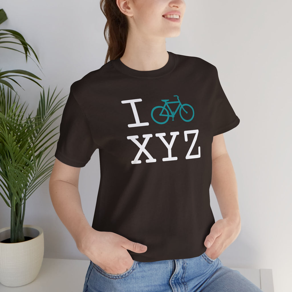I Bike unisex T, teal bike